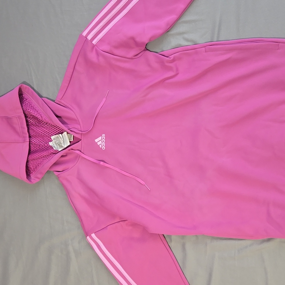 Adidas Vibrant Pink Hoodie with White Accents